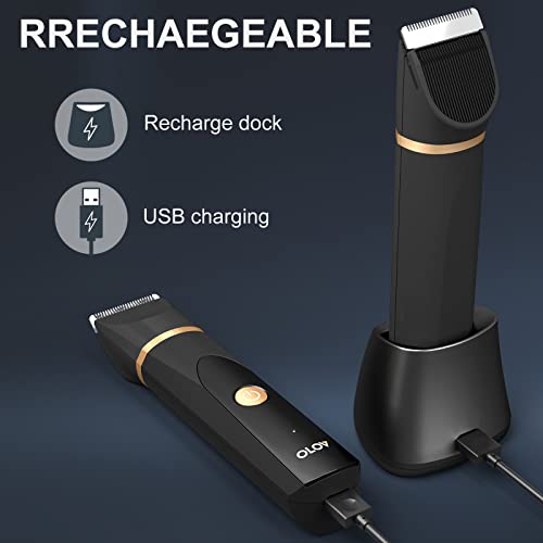 OLOV Electric Body Hair Trimmer for Men with Ceramic Blade, USB Recharge Dock G2443
