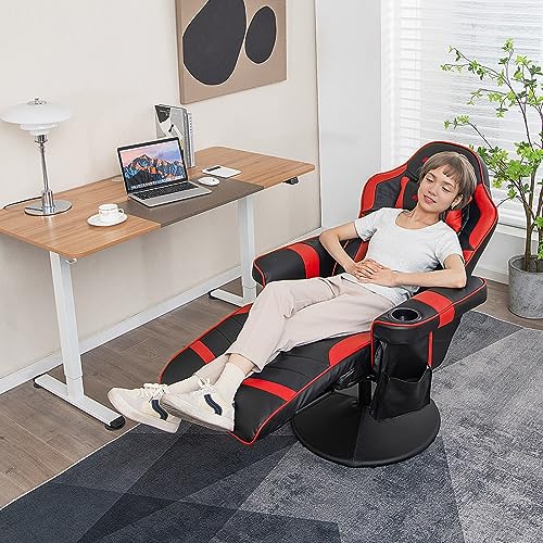 Goplus Massage Gaming Chair, Racing Recliner with Footrest, PU Leather N121