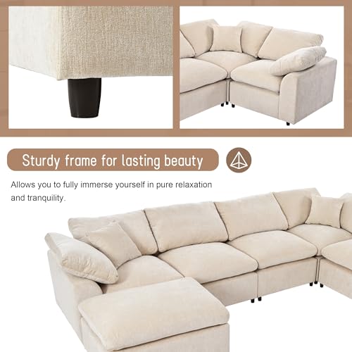Oversized Modular Sectional Sofa with Movable Ottoman E909