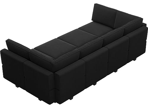 Belffin Modular Velvet Sectional Sofa with Chaise Lounge and Storage, Grey T418154