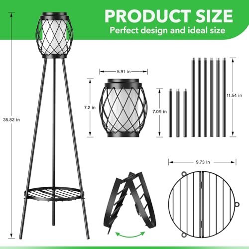 2 Pack Solar Lights Outdoor with Plant Stands - Metal Tripod Patio Decor M835880
