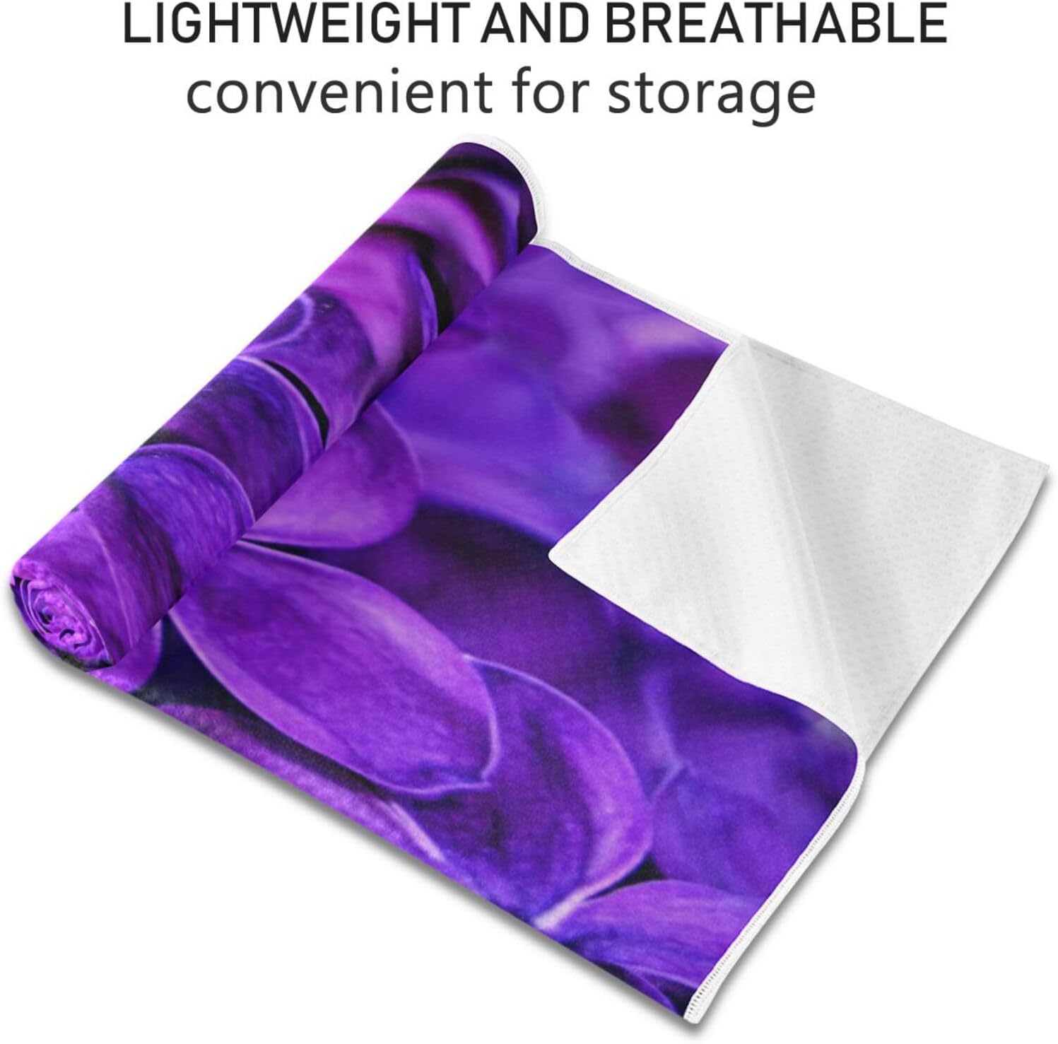Lilac Purple Floral Yoga Mat Towel Non Slip Sweat Absorbent with Storage Bag X98142