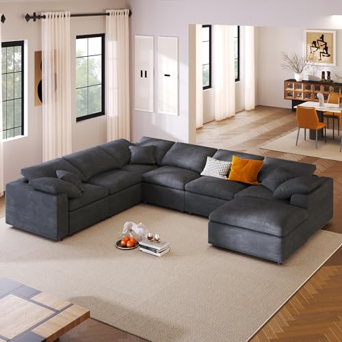 Oversized Modular Sectional Sofa with Movable Ottoman E909