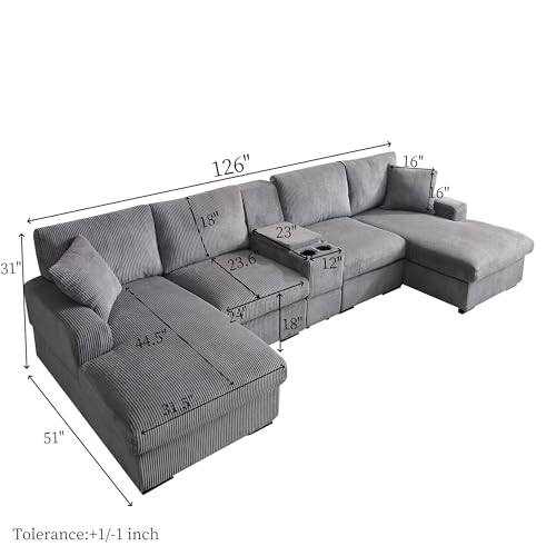 Oversized Modular Sectional Sofa with Movable Ottoman E909