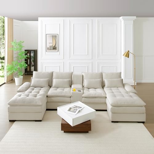 Oversized Modular Sectional Sofa with Movable Ottoman E909