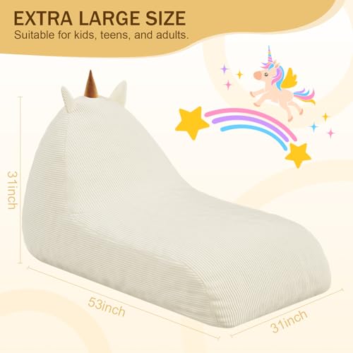 COMAX Unicorn Bean Bag Chair for Kids with Filler, Pink H562644