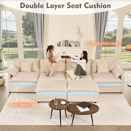 U Shaped Modular Sectional Sofa with Ottoman, Chenille, Black P2121