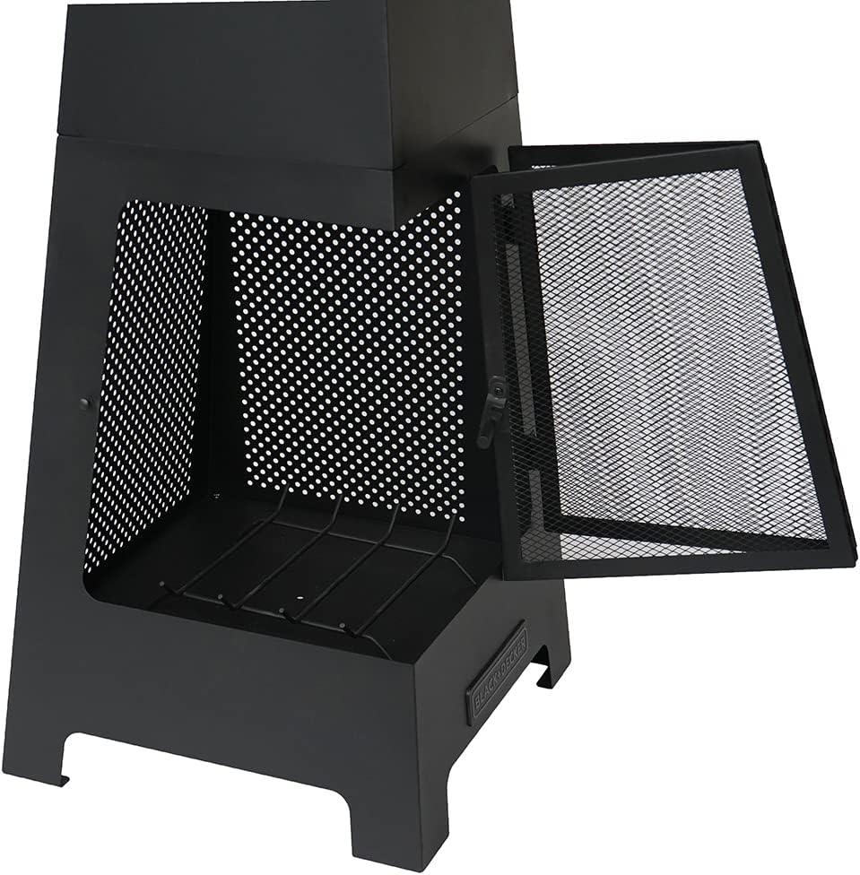 BLACK + DECKER Steel Woodburning Pyramid Chiminea Outdoor Fireplace with Hinged Doors U1640