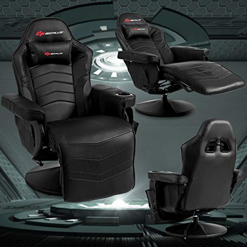 Goplus Massage Gaming Chair, Racing Recliner with Footrest, PU Leather N121