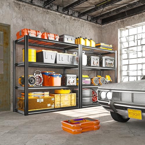 REIBII 40" W Garage Shelving 4-Tier Heavy Duty Adjustable Metal Shelves G342