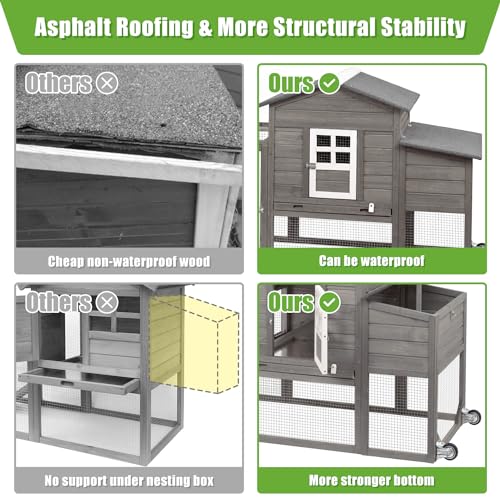 Wooden Chicken Coop with Nesting Box and Removable Tray (Grey) I6509