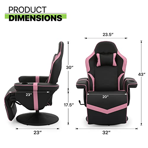 Magshion 360° Swivel Gaming Recliner Chair, Ergonomic PU Leather, Grey G328110