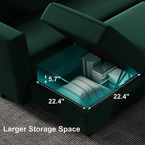 Belffin Modular Velvet Sectional Sofa with Chaise Lounge and Storage, Grey T418154