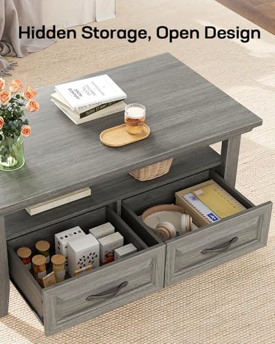 Marsail Lift Top Coffee Table with Storage, Natural Oak L27078