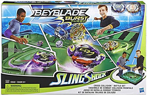 BEYBLADE Burst Turbo Slingshock Cross Collision Battle Set with Beystadium, Tops & Launchers D130102