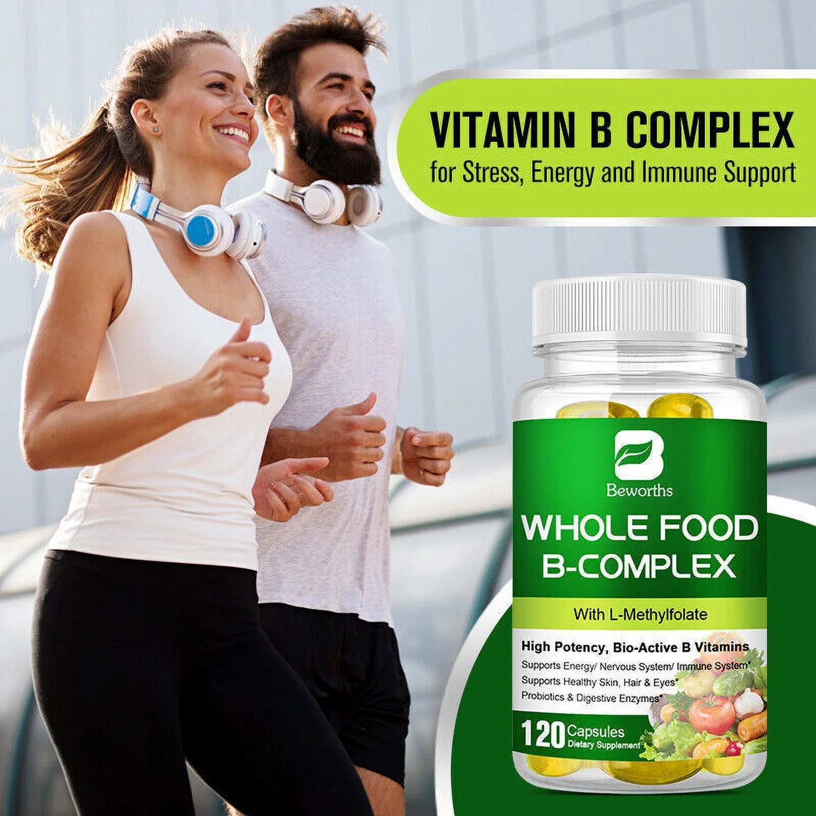 Whole Food B Complex Immune Support Pills 120 Capsules A770