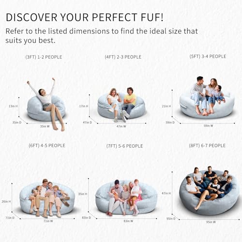 Bean Bag Chair for Adults 3FT, Soft Removable Cover, Light Gray M535251