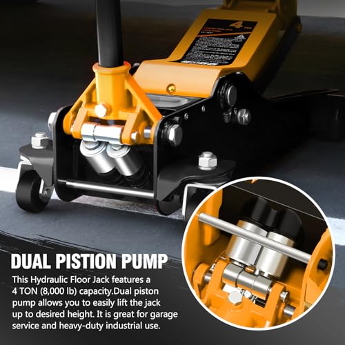 DNA MOTORING Floor Jack 3 Ton Low Profile Heavy Duty Hydraulic Car Jack, Black T11604