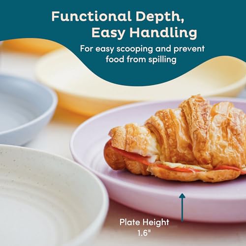 Deep Wheat Straw Plates - Reusable Dinnerware Set for 8, Pastel 9" U1570