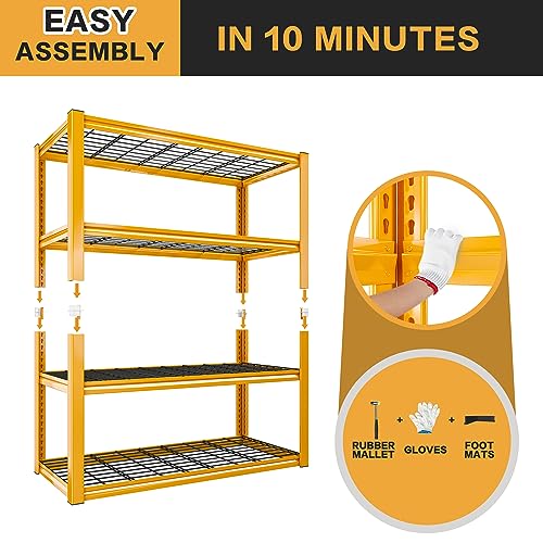 REIBII 40" W Garage Shelving 4-Tier Heavy Duty Adjustable Metal Shelves G342