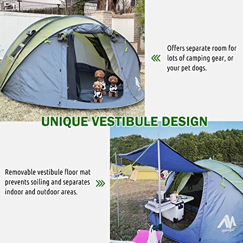 6 Person Pop Up Tent for Camping - AYAMAYA Double Layer Waterproof Instant Family Tent with Vestibule A14694