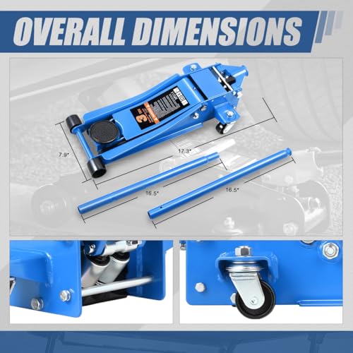 Auto Dynasty 4 Ton Low Profile Floor Jack, Heavy Duty Steel Hydraulic, Yellow B7990