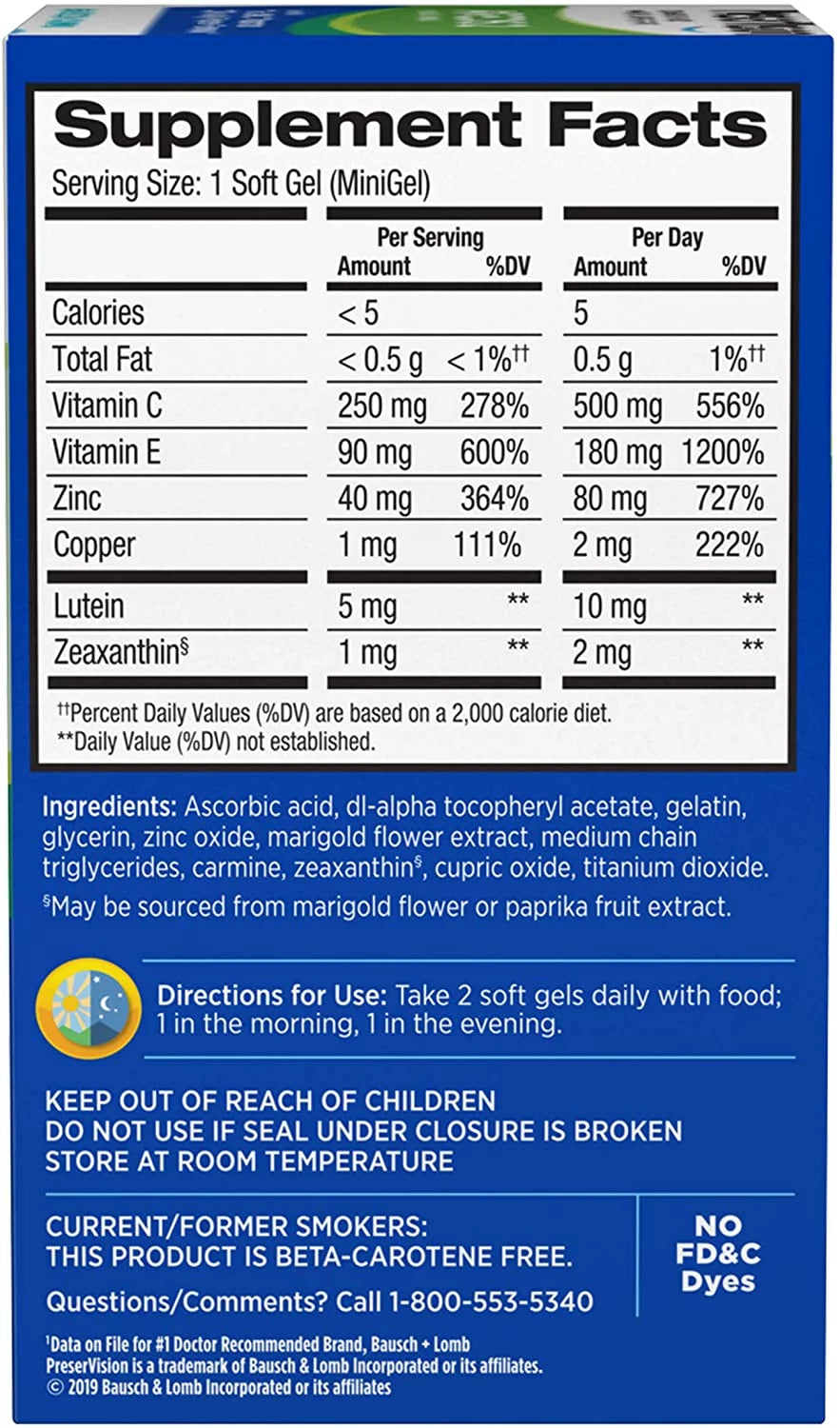 PreserVision AREDS 2 Eye Vitamin & Mineral Supplement, 120 Softgels (Pack of 4) L150