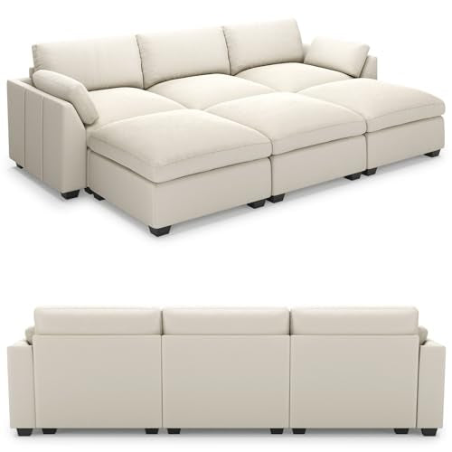 Belffin Extra Large Modular Sectional Sofa, 4-Seater L Shaped Velvet Couch, Black A1471