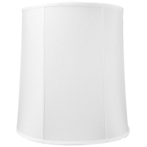 14"x16"x17” Prestige Tall Drum Lampshade with Brass Spider fitter - Perfect for Desk and Tall Table Lamps - Large Cylinder Shade Replacement, White Shantung Fabric