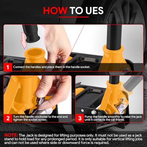 DNA MOTORING Floor Jack 3 Ton Low Profile Heavy Duty Hydraulic Car Jack, Black T11604