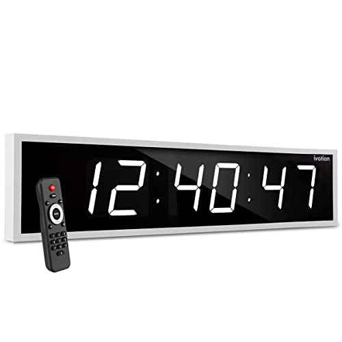 Ivation Huge 24" Inch Large Big Oversized Digital LED Clock with Stopwatch, Alarms, Countdown Timer & Temp - Shelf or Wall Mount (Blue) | 6-Level Brightness, Mounting Holes & Hardware