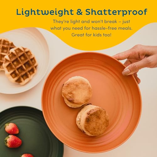 Deep Wheat Straw Plates - Reusable Dinnerware Set for 8, Pastel 9" U1570