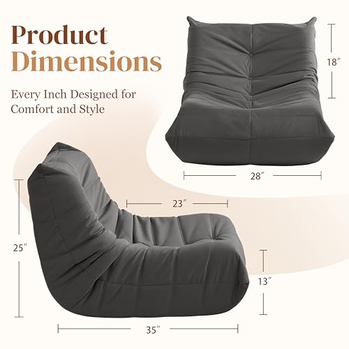 Bean Bag Chair for Adults Suede Microfiber Fireside Floor Chair 3-Seater Beige F151744