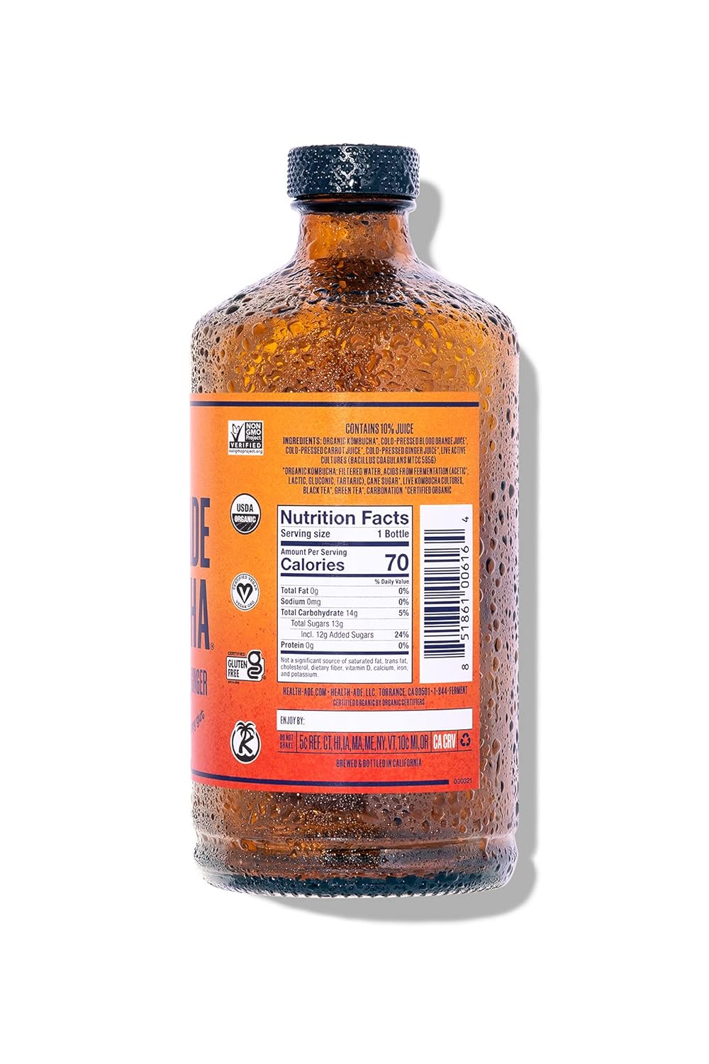 Health-Ade Blood Orange Carrot Ginger Kombucha, 16 fl oz W7069