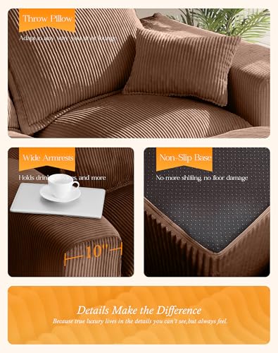 Comfy Cloud Couch with L-Shape Chaise, Modular Sectional Sofa in a Box, Soft Corduroy, Black U67688