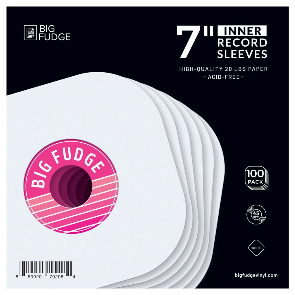 Big Fudge Vinyl Record Inner Sleeves Slim Record Jackets 7" 100-Pack