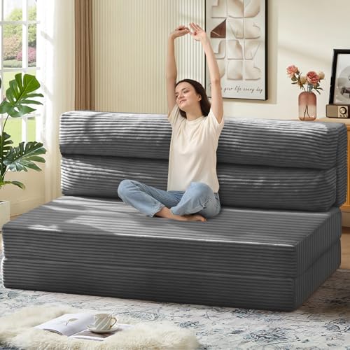 Folding Sofa Bed Convertible Sleeper Chair with Pillow, Grey D49904