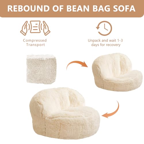 BYBYME Giant Faux Fur Bean Bag Chair for Adults with Filler T1937