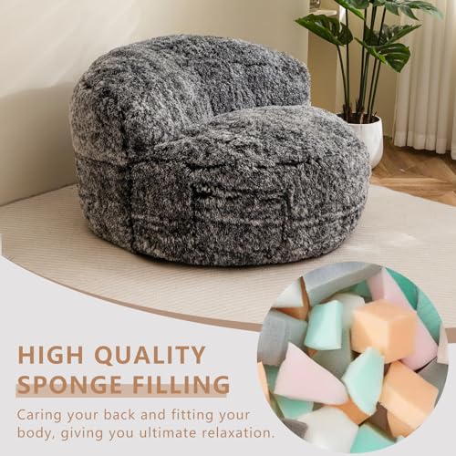 BYBYME Giant Faux Fur Bean Bag Chair for Adults with Filler T1937