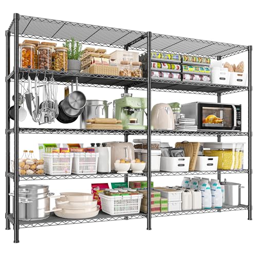REIBII 73''W 5-Tier Metal Shelving Unit, Heavy Duty Wire Storage Rack F431