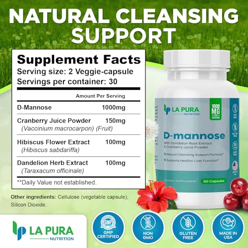 LaPura D-mannose 1000 mg with Cranberry & Hibiscus, 60 Capsules B61309
