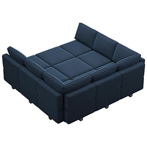 Belffin Modular Velvet Sectional Sofa with Chaise Lounge and Storage, Grey T418154