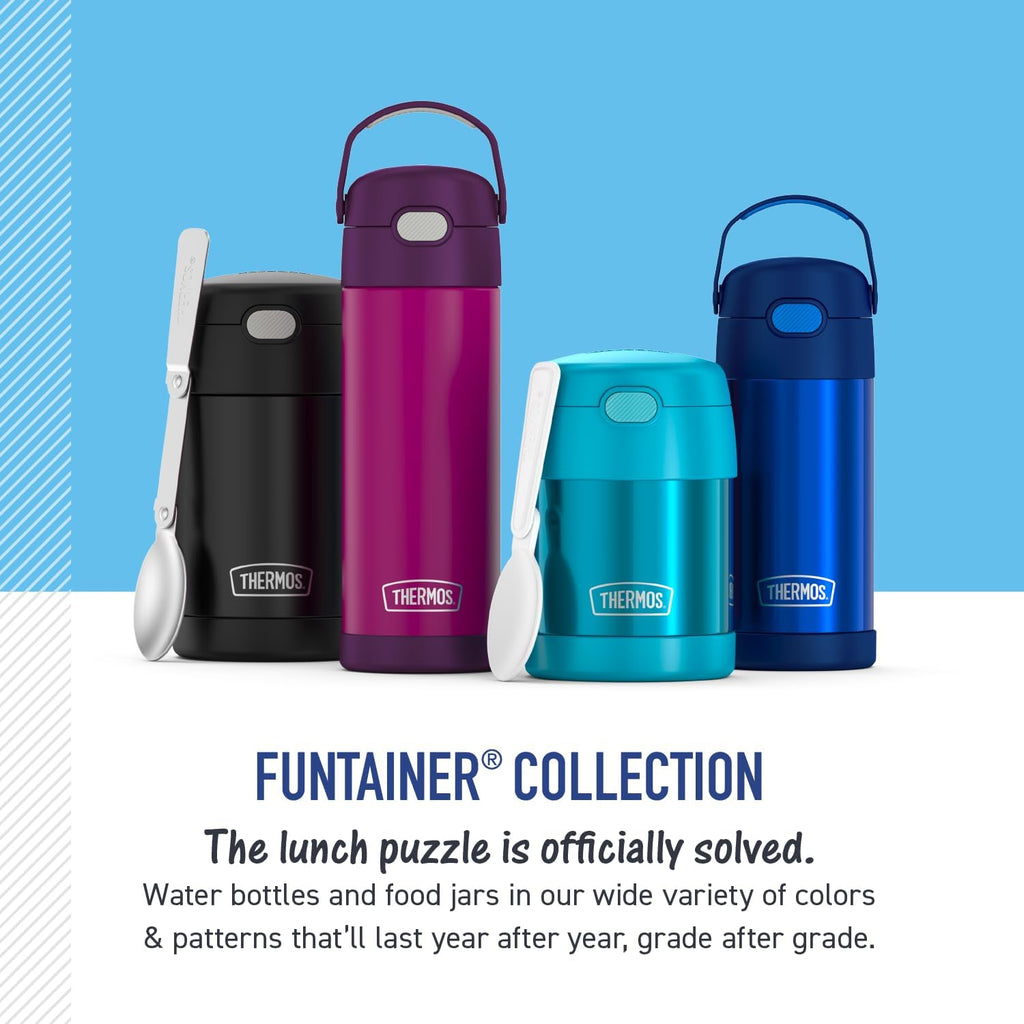 THERMOS FUNTAINER Water Bottle with Straw 12 Ounce, Purple Hearts X420688