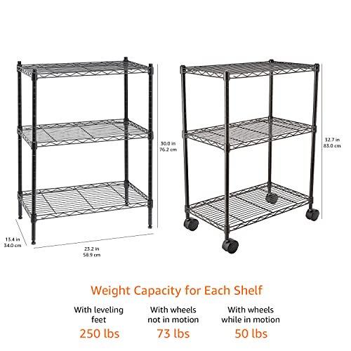 Amazon Basics 5-Shelf Heavy Duty Storage Shelving Unit on Casters, Black A813013