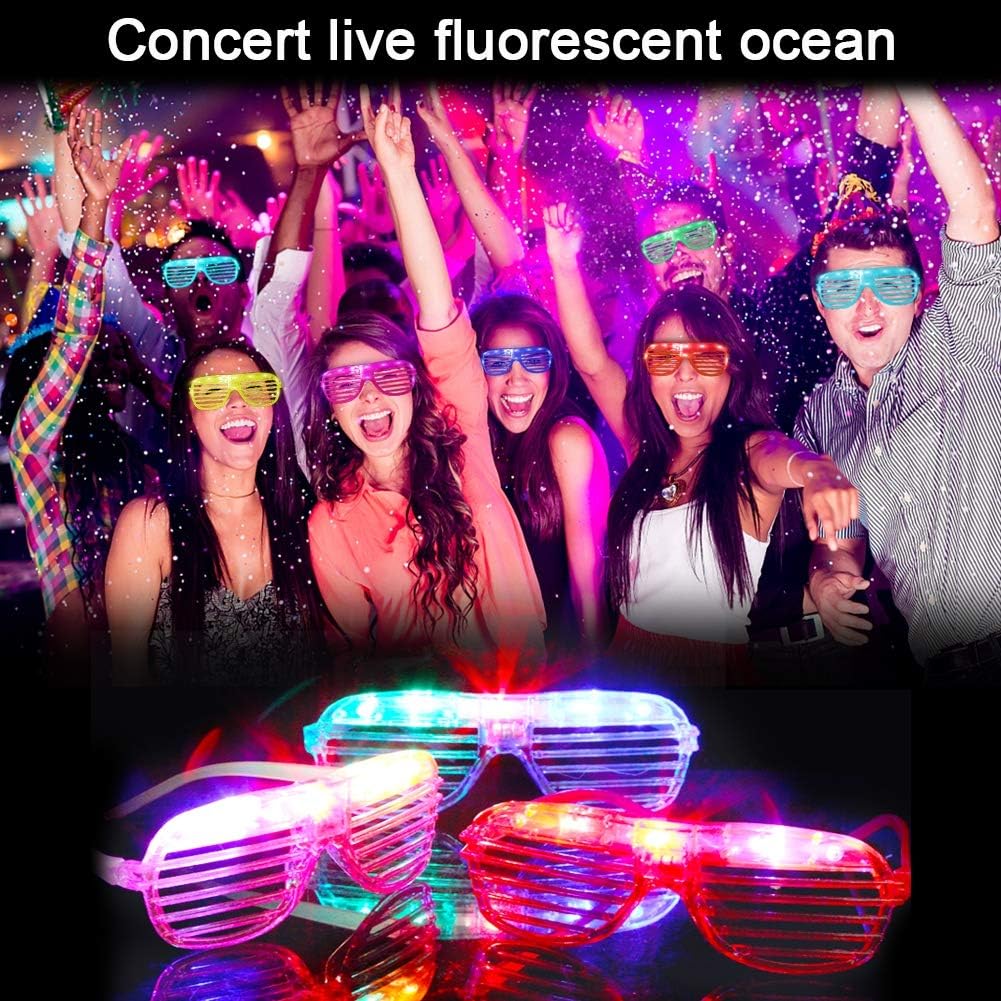 20Pack LED Glow Glasses Party Supplies 6 Color Neon Sunglasses B6676