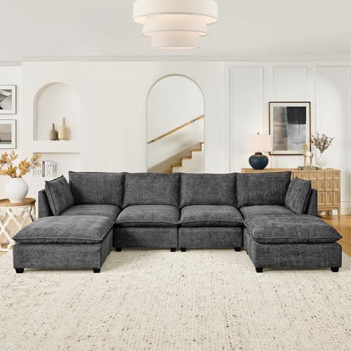 Oversized Modular Sectional Sofa with Movable Ottoman E909
