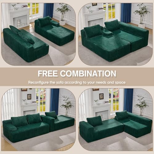 Modular Sectional Sofa L-Shape Couch with Oversized Chaise, Grey Stripe I49459