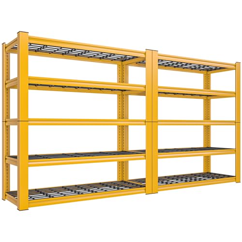 REIBII 3010LBS Storage Shelves 72" H Heavy Duty Metal 5 Tier Adjustable Shelving, Black B7978