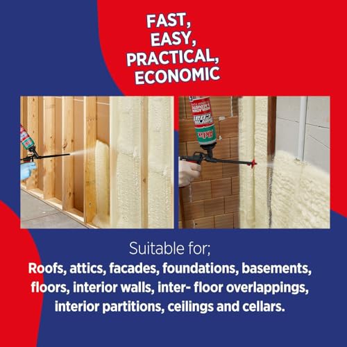 Akfix Thermcoat Spray Foam Insulation Kit, Closed Cell Polyurethane, Gun & Cleaner Included E708271