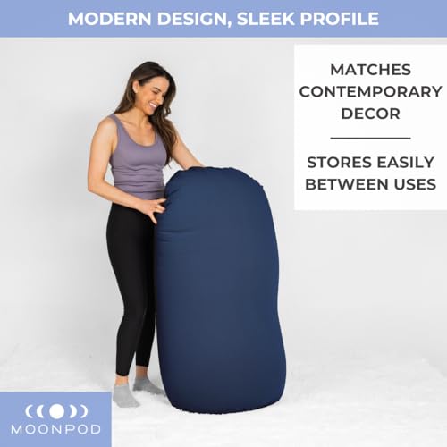 Moon Pod Bean Bag Chair - Large Modern Beanbag with Washable Stretch Cover, Light Gray J8137